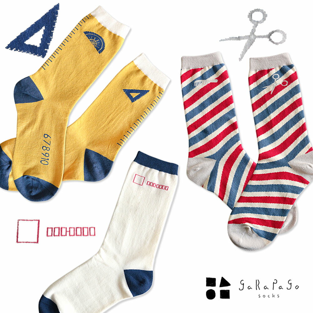 GreenFlash 「garapago socks 靴下」 Ruler/郵便番号/Barber 分度器 三角定規 理髪店 文房具 ソックス ファッション小物 ガラパゴソックス レディース