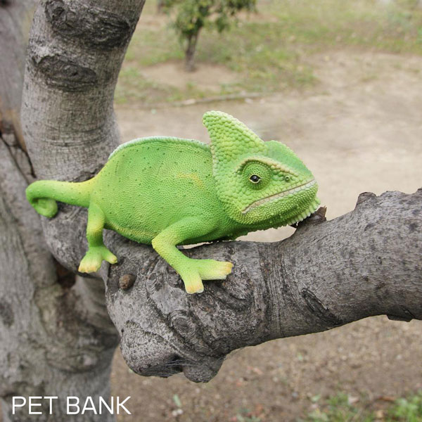 PET BANK 「ペットバンク カメレオン」 リアルな動物の貯金箱 CHAMELEON アニマル コインバンク 爬虫類 エボシカメレオン 置物 フィギュア プレゼント ギフト 贈り物