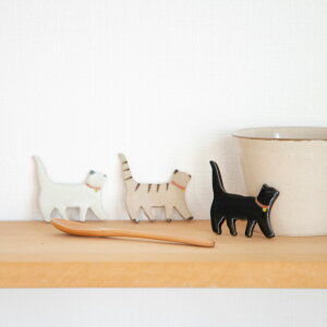 「箸置き 猫」 タマ/クロ/トラ 陶器 カトラリーレスト 日本製 ねこ ネコ 猫