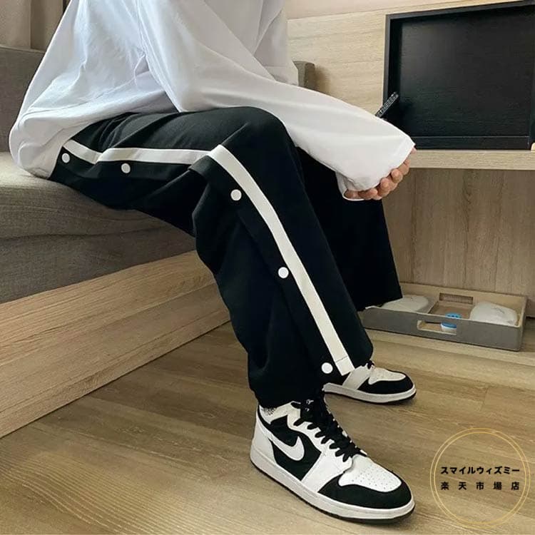 みろくshopの大人 キッズ バスケットパンツ ジュニア メンズ 子供 スウェットパンツ サイドボタン 裾ボタン 送料無料 バスケパン サイドオー｜アングル2