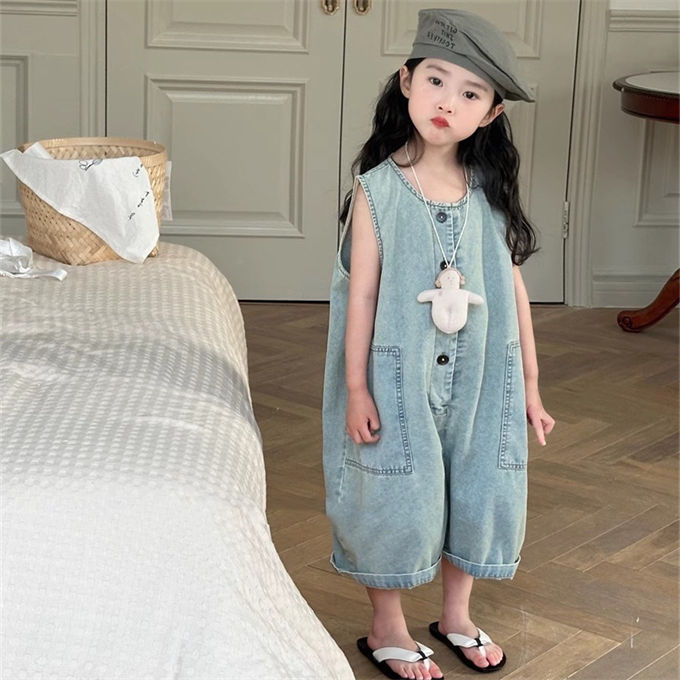 キッズ ノースリーブ 女の子 ポケット付き 子供服 夏 おしゃれ 柔らかい カジュア...