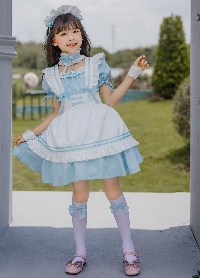 部分即納 コスプレ 子供 コスチューム メイド服 4点 女の子 ドレス 変装 ジュニア かわいい 可愛い お姫様 プリンセス キッズ 子 — vista 3