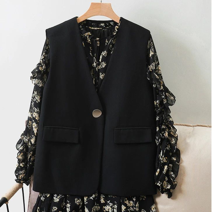 フォーマル ベスト レディース ジレ ロングベスト スーツベスト 春夏 事務服 受付 シニア 前開き Vネック チュニック オフィス miroku01-10049520 みろくshop サンプル画像3