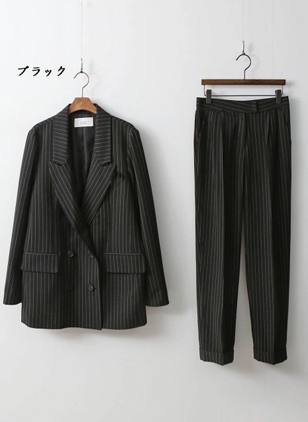 スーツ レディース スーツセット パンツスーツ ジャケット セットアップ ストライ...