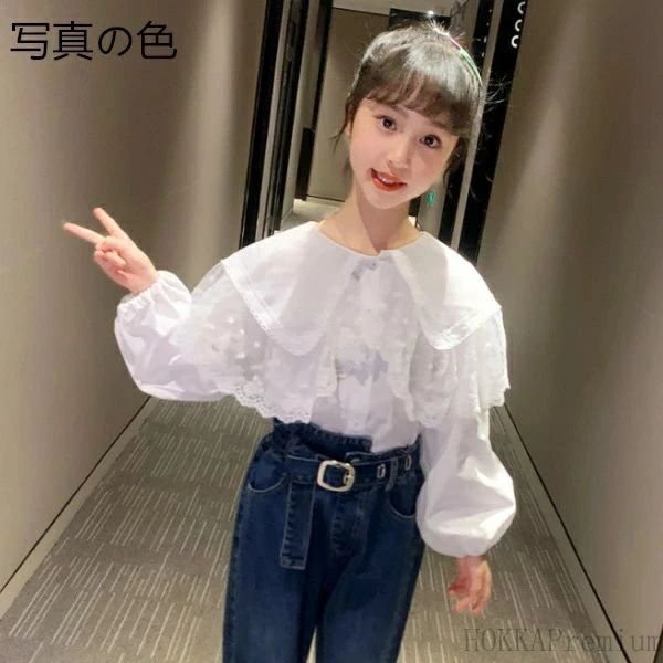 原産国:中国 素 材:綿90% 色：ホワイト サイズ: 【110】バスト/71肩幅/26袖丈/37着丈/43(cm) 【120】バスト/75肩幅/28袖丈/40着丈/46(cm) 【130】バスト/79肩幅/30袖丈/42着丈/49(cm) 【140】バスト/83肩幅/31袖丈/45着丈/52(cm) 【150】バスト/87肩幅/33袖丈/48着丈/55(cm) 【160】バスト/91肩幅/35袖丈/51着丈/58(cm) サイズ表の実寸法は3cm程度（ニットの場合は2〜4cm程度）の誤差がある場合がございますので、予めご了承ください。 ※注意： ※入荷時期により生地の色味、光沢感など若干違いが出る場合も御座いますが、不良品とは異なりますので、予めご了承頂けますようお願い致します。 ※PC環境・光の具合により、色や素材のイメージが写真と若干異なる場合がございます。 ※モデル・写真に使用されているアクセサリー・小物は別途記載が無い限り付属いたしません。 ※商品に不良があった場合は、商品到着から5日以内にご連絡いただければご返金・交換対応させて頂きます。当店は他の店舗と在庫を共有し、商品の販売をおこなうとおりますため、ご注文をいただいた商品が在庫切れの状態になっている可能性をご承知おきください。通常の商品は発送まで約5日間を予想しておりますが、発送前には全ての商品を精密に検査いたしますが、万一商品の汚損、破損、故障や在庫不足の状況が発生した場合は、当店より3営業日以内に電話または電子メールにてご連絡いたします。その際はご不便をおかけいたしますが、ご了承のほどよろしくお願いいたします。原産国:中国 素 材:綿90% 色：ホワイト サイズ: 【110】バスト/71肩幅/26袖丈/37着丈/43(cm) 【120】バスト/75肩幅/28袖丈/40着丈/46(cm) 【130】バスト/79肩幅/30袖丈/42着丈/49(cm) 【140】バスト/83肩幅/31袖丈/45着丈/52(cm) 【150】バスト/87肩幅/33袖丈/48着丈/55(cm) 【160】バスト/91肩幅/35袖丈/51着丈/58(cm) サイズ表の実寸法は3cm程度（ニットの場合は2〜4cm程度）の誤差がある場合がございますので、予めご了承ください。 ※注意： ※入荷時期により生地の色味、光沢感など若干違いが出る場合も御座いますが、不良品とは異なりますので、予めご了承頂けますようお願い致します。 ※PC環境・光の具合により、色や素材のイメージが写真と若干異なる場合がございます。 ※モデル・写真に使用されているアクセサリー・小物は別途記載が無い限り付属いたしません。 ※商品に不良があった場合は、商品到着から5日以内にご連絡いただければご返金・交換対応させて頂きます。当店は他の店舗と在庫を共有し、商品の販売をおこなうとおりますため、ご注文をいただいた商品が在庫切れの状態になっている可能性をご承知おきください。通常の商品は発送まで約5日間を予想しておりますが、発送前には全ての商品を精密に検査いたしますが、万一商品の汚損、破損、故障や在庫不足の状況が発生した場合は、当店より3営業日以内に電話または電子メールにてご連絡いたします。その際はご不便をおかけいたしますが、ご了承のほどよろしくお願いいたします。