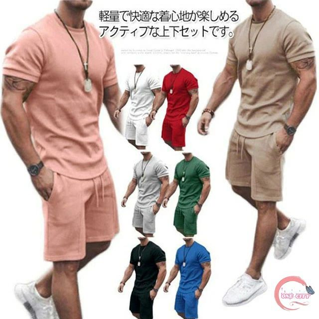 軽量で快適な着心地が楽しめるアクティブな上下セットです。吸水速乾加工など機能性抜群の作りで、ランニングやスポーツなど様々なシーンで活躍します。上下別々にも使うことができシンプルなデザインで幅広いコーディネートが可能です。ゆったりとしたシルエットで、ややストレッチが効いていて、ファッション性が高いTシャツです。動きやすくお洒落なデザインで、カジュアルウエアやルームウエアとしてはもちろん、トレーニング、ランニング、アウトドア、ジムと幅広くお使い頂けます。 サイズS M L XL 2XL 3XL 4XL 5XLサイズについての説明トップス： 【S】バスト98cm 肩幅42cm 着丈65cm 袖丈17.5cm 【M】バスト102cm 肩幅44cm 着丈67cm 袖丈18cm 【L】バスト104cm 肩幅46cm 着丈69cm 袖丈18.5cm 【XL】バスト110cm 肩幅48cm 着丈71cm 袖丈19cm 【2XL】バスト114cm 肩幅50cm 着丈73cm 袖丈19.5cm 【3XL】バスト118cm 肩幅52cm 着丈75cm 袖丈20cm 【4XL】バスト122cm 肩幅54cm 着丈77cm 袖丈20.5cm 【5XL】バスト126cm 肩幅56cm 着丈79cm 袖丈21cm パンツ： 【S】ヒップ98cm ウエスト68cm 着丈51cm 【M】ヒップ102cm ウエスト70cm 着丈52cm 【L】ヒップ106cm ウエスト72cm 着丈53cm 【XL】ヒップ110cm ウエスト74cm 着丈54cm 【2XL】ヒップ114cm ウエスト76cm 着丈55cm 【3XL】ヒップ118cm ウエスト78cm 着丈56cm 【4XL】ヒップ122cm ウエスト80cm 着丈57cm 【5XL】ヒップ126cm ウエスト82cm 着丈58cm素材ポリエステル色ホワイト ピンク レード グレー グリーン ブラック ブルー ダークベージュ備考 ●サイズ詳細等の測り方はスタッフ間で統一、徹底はしておりますが、実寸は商品によって若干の誤差(1cm〜3cm )がある場合がございますので、予めご了承ください。 ●商品の色は、撮影時の光や、お客様のモニターの色具合などにより、実際の商品と異なる場合がございます。あらかじめ、ご了承ください。●製品によっては、生地の特性上、洗濯時に縮む場合がございますので洗濯時はご注意下さいませ。▼色味の強い製品によっては他の衣類などに色移りする場合もございますので、速やかに（脱水、乾燥等）するようにお願いいたします。 ▼生地によっては摩擦や汗、雨などで濡れた時は、他の製品に移染する恐れがございますので、着用の際はご注意下さい。▼生地の特性上、やや匂いが強く感じられるものもございます。数日のご使用や陰干しなどで気になる匂いはほとんど感じられなくなります。