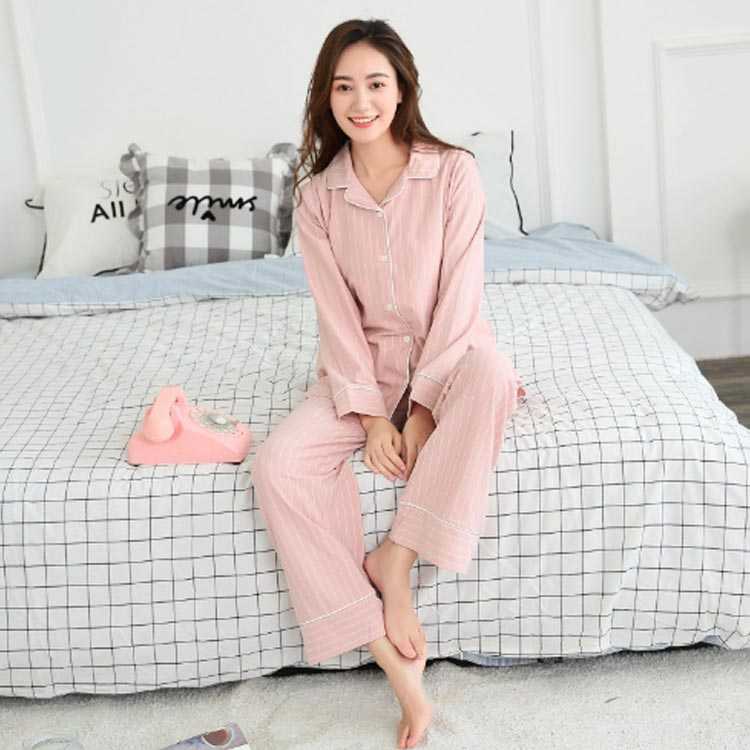 秋 ストライプ柄 妊婦服 春 臨月 長袖 夏 楽 ピンク 冬 ルー 産後 ウエスト調整付...