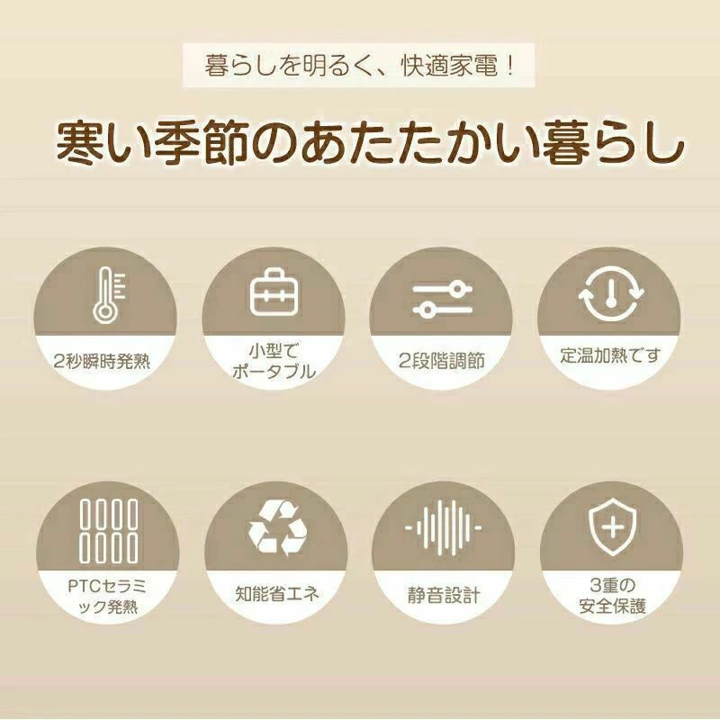 足元 ヒーター 2秒速暖 省エネ オフィス 600W 小型 ファンヒーター 即暖
