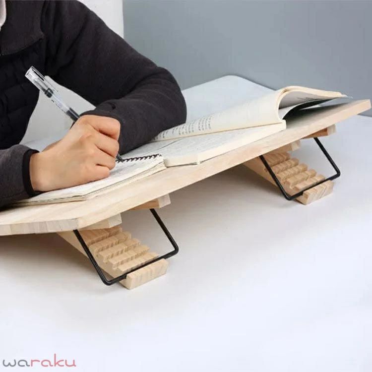 傾斜 卓上 デスク 本 タブレット 姿勢矯正 子供 学習補助 ライティングボード 大人 48cm×30cm リビング学習ボード 木製 ノート [3]