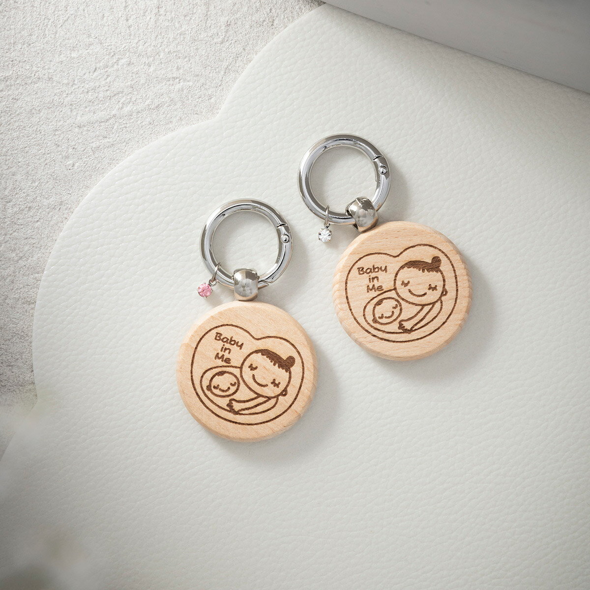 マタニティマーク 木製 誕生石 ウッド キーホルダー マタニティ 妊婦|meets