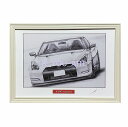 日産 ニッサン スカイライン R35 GT-R 鉛筆画 名車 旧車 ノスタルジックカー イラスト 絵画 デッサン 絵 A4サイズ 230mmX318mm 額付き...