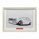 名車・旧車　鉛筆画イラスト の紹介 ・鉛筆画イラストレーター小松雄一氏が鉛筆だけで描くリアルな絵画になります。 ・日本の名車・旧車を繊細なタッチで描きあげ、見る人の心を動かします。 ・1作品に300時間を掛けることもある程、じっくり丁寧に仕上げますので、イラストと言うよりアート作品と言えます。 ・こちらでは原画ではなくレプリカ（複製）の販売となります。 ・ネット販売ではミラーマンが独占販売していますので、他では購入いただけません。 名車・旧車　鉛筆画イラスト の詳細 ■車が好きな人にはたまりません 日本の名車を次々と描き続けていますので、カーマニアはきっとワクワクする素敵なラインナップが揃っています。 ■リアルさに感動します 当時の格好いいアルミホイールの描写、タイヤのツヤ、そしてタイヤの溝まで忠実に再現されており、とくにメッキ部品のバンパーやフェンダーミラーなどは実物のメッキのように光って見えるくらい不思議でリアルです。 ■繊細なタッチも見どころ こんなところまで？と言うくらいグリルなど細かいパーツやエンブレムなども、とても鉛筆で描かれているとは思えないくらい繊細なタッチです。 ■濃淡だけで表現 白い紙に白いバックで白い車を描く技術は素晴らしく、ボディのふくらみやプレスラインも鉛筆の濃淡だけで表現されているのを見ているととても不思議に感じます。 ■なつかしさに癒されます レトロ車と言えば、昭和のビンテージな日本車。日産ではハコスカ・ケンメリ・ローレル・フェアレディZが代表格、トヨタではなんといっても2000GT・セリカ・クラウンでしょうか、またホンダのS800や、いすゞの117クーペ、そしてマツダのサバンナ、三菱のギャラン など書き出したらきりがありませんが、みんな懐かしいオールドカー（ビンテージカー）達で眺めているとなぜか心が癒されます。 ■主に日本のブランド（カーメーカー）の車になります 日産（NISSANN) トヨタ（TOYOTA） ホンダ（HONDA） マツダ（MAZDA) 三菱（MITS UBISHI) いすゞ（ISUZU) のノスタルジックな名車達をたくさん描いてます。 ■スカイラインミュージアム専属イラストレーター 長野県岡谷市にある「プリンス＆スカイラインミュウジアム」からは高い評価をいただき開業当時からデッサン画を任され専属契約しており、会館にはたくさんの画家 小松雄一氏の絵画が展示されています。 ■プラモデルやミニカー（フィギュア）好きにも魅力 旧車や名車が好きなマニア達にももちろん人気で、プラモやミニカーのコレクション同様、名車イラストも一つのコレクター グッズ アイテムとなります。 ■インテリア( 飾り）としても素敵です 壁飾り（アートパネル）としても、机（テーブル）に置く置物としてもとても雰囲気がよくなります。古い車種のエンピツ画からは、なつかしさを感じ、素敵な思い出が蘇ります。 ■いつまでも飾っておけます 額付きでお届けしますので、いつまでも奇麗に飾ることができます。 画鋲一つで壁に飾ることができます。 ポスターのように剥がれたり破れたりしません。 ■車を扱うお店の商談ルームにも カーマニアが来店する車を扱うお店の壁にはバッチリお似合いです。 また、商談テーブルの置物としてもマッチし、会話のネタにもなるでしょう。 ■車好きの彼へのギフトには最適 誕生日（バースデー）クリスマス、結婚記念日など大切な人（彼氏）へのプレゼントにとても喜ばれます。後は、大好きなお父さんへ 父の日 や還暦祝いに「思い出の渋い車のイラスト」をサプライズで送るのもいいでしょう。また、バレンタインにチョコと一緒に手渡しするのも最高に驚くおしゃれな贈りものになります。 ■お祝い事の贈りものにも 結婚祝い 昇進祝い 就職祝い 転職祝い にもお手軽な贈りものとしてお使い頂けます。 ■フレーム（額）は黒と白を選択できます お部屋の雰囲気や壁の色、又は好みでお選びください。 ■小松雄一氏の直筆サイン入り 全ての作品（えんぴつ画）に作者 小松先生 本人が手書きのサインを書いてお届けしています。コピーしたものではなく本物の証として直筆サイン入り商品です。 ■全国一律【送料無料】でお届けします。 （イベントなどで出張がなければ、受注後1～3日内で発送しております） 【仕様】 ・製作者：K YOU PROJECT ・作者：小松雄一 ・サイズ：A4サイズ ・額入りサイズ：230mmX318mmX10mm ・額：プラスティック枠（黒・白）、画面：アクリルシート 【注意事項】 ・「この車を描いてください」などのオーダーでの製作は対応しておりません。 ・アクリルシートに製造時の細かい傷などがある場合がありますがご理解ください。 （パッと見て目立つものなどは、もちろん発送していません） ・発送は長野県塩尻市（K YOU PUROJECT)小松雄一氏のアトリエからとなります。 ・レターパックライト（ポスト投函）での発送の為、配達時間指定はできません。 ・画像に写っているイラストを立てるイーゼルスタンドは付属していません。 ・TOP画像のK YOU ARTの文字はコピーガードですので、実際のイラストには入っていません。 ＜作者コメント＞ 「ご縁があり、ネット販売はミラーマンさんと専属契約させていただいてます。 作品を全国の車好きの皆さんにお届けしたい私の気持ちを お手伝いしてもらい感謝しています。是非、手に取って私の作品を見ていただけると嬉しく思います」 ＜お客様へのメッセージ＞ 【鉛が鉄の彫刻に憧れ金を超える】 御覧いただきありがとうございます。 昔懐かしい日本の名車を鉛筆のみで描いています。地面ギリギリの車体にワイドタイヤでツライチにすることでパワーを感じる作品にしています。 高度成長期の良き時代を感じ［過去・現在・未来］へと空白の世界で未来を想像できたらと作品を描き、皆さまにエネルギーを届けられたらと思っています。 子供の頃から絵が好きで『プラモデルの絵みたいに作品ができたらいいなぁ』と水彩画を描いていました。でも自分の世界はなんだろうと考えるようになりゴチャゴチャの部屋を片付けをして捨てられなかった短い鉛筆をセロハンテープで繋ぎ合わせていました。 私のスタートはここからで、20年以上続けてきた結晶の作品となります。 鉛筆の炭素結晶を丁寧に愛情を込め描いた作品は金を超えた《永遠のダイヤモンド》にしている思いです。 愛のスカイライン 長野県岡谷市にあるスカイラインミュージアムではオープンから展示販売もさせて頂いています。山並みを見て生まれたと言われるスカイラインは私にとっての人生に通じるものであります。 もがき続けながら走る旧車。生きてるなぁと感じながらこれからも、パワーある日本の名車描き続けて行きますのでよろしくお願いします。 小松雄一