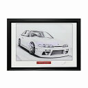 TOYOTA トヨタ スープラ A70 鉛筆画　名車　旧車　ノスタルジックカー　イラスト 絵画 デッサン 絵　A4サイズ 230mmX318mm 額付き 作者直筆サイン入り 車好きプレゼント 男性 向け お誕生日 バースデー ギフトや クリスマス プレゼント にも最適　全国送料無料