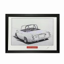 ニッサン 日産　フェアレディ　SR311　鉛筆画　名車　旧車　ノスタルジックカー　イラスト 絵画 デッサン 絵　A4サイズ 230mmX318mm 額付き 作者直筆サイン入り 車好き 男性 向け お誕生日 バースデー ギフト クリスマス プレゼント にも最適　全国送料無料 その1