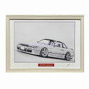 ニッサン 日産 シルビア S13 鉛筆画 名車 旧車 ノスタルジックカー イラスト 絵画 デッサン 絵 A4サイズ 230mmX318mm 額付き 作者直筆サイ...