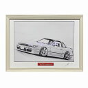 ニッサン 日産　シルビア　S13　鉛筆画　名車　旧車　ノスタルジックカー　イラスト 絵画 デッサン 絵　A4サイズ 230mmX318mm 額付き 作者直筆サイン入り 車好き 男性 向け お誕生日 バースデー ギフト クリスマス プレゼント にも最適　全国送料無料