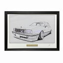 NISSAN 日産 Y31シーマ　鉛筆画　名車　旧車　ノスタルジックカー　イラスト 絵画 デッサン 絵　A4サイズ 230mmX318mm 額付き 作者直筆サイン入り 車好き 男性 向け お誕生日 バースデー ギフト クリスマス プレゼント にも最適　全国送料無料