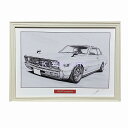 日産 ニッサン 230 グロリア ハードトップ 鉛筆画　名車　旧車　ノスタルジックカー　イラスト 絵画 デッサン 絵　A4サイズ 230mmX318mm 額付き 作者直筆サイン入り 車好き 男性 向け お誕生日 バースデー ギフト クリスマス プレゼント にも最適　全国送料無料