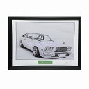 MAZDA マツダ コスモAP 鉛筆画 名車 旧車 ノスタルジックカー イラスト 絵画 デッサン 絵 A4サイズ 230mmX318mm 額付き 作者直筆サイン入り 車好き 男性 向け お誕生日 バースデー ギフト クリスマス プレゼント にも最適 全国送料無料