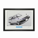 TOYOTA トヨタ KPスターレット 鉛筆画 名車 旧車 ノスタルジックカー イラスト 絵画 デッサン 絵 A4サイズ 230mmX318mm 額付き 作者直...
