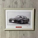 TOYOTA トヨタ スープラ A70 鉛筆画　名車　旧車　ノスタルジックカー　イラスト 絵画 デッサン 絵　A4サイズ 230mmX318mm 額付き 作者直筆サイン入り 車好きプレゼント 男性 向け お誕生日 バースデー ギフトや クリスマス プレゼント にも最適　全国送料無料 2