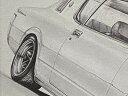 トヨタ　MS70 クラウン クジラ 鉛筆画　名車 旧車 ノスタルジックカー イラスト 絵画 デッサン 絵　A4サイズ 230mmX318mm 額付き 作者直筆サイン入り 車好き 男性 向け バースデー 父の日 退職祝い ギフト クリスマス プレゼント にも最適 送料無 3