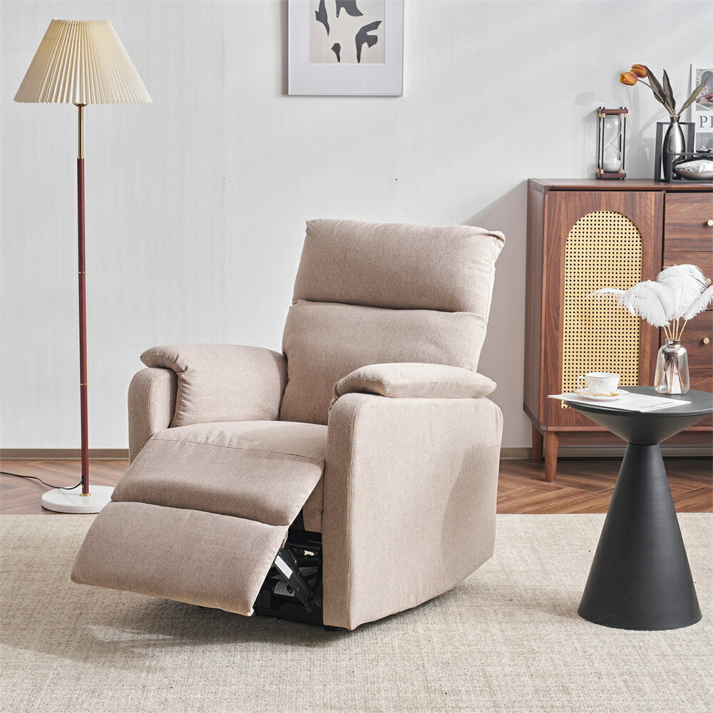 【15％OFF★時間限定】リクライニングソファー 電動リクライニングソファ オットマン一体型 1人掛け USBポート付き 電動ソファ モーションソファー 耐圧分散 電動ソファー スマホ充電可 リクライニングチェア 【ベージュ】