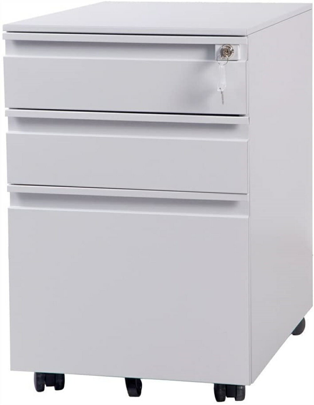 【15％OFF★24H限定】サイドワゴン 3段オールロック 幅390×奥行450×高さ600mm スチール製 ペントレー シリンダー錠 完全完成品 組立て不要