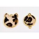 アンティークパーツ 猫雑貨 猫チャーム 1個 レオパードアニマル柄エコファークリスマス ラッピング 飾り