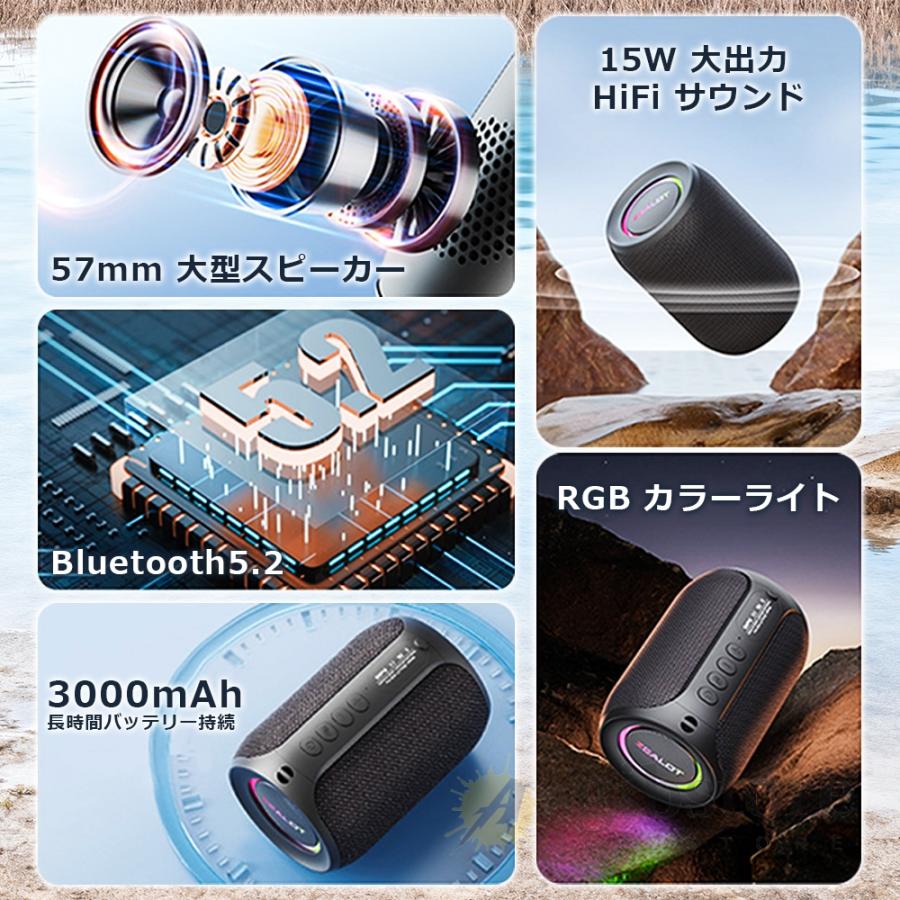 Bluetooth スピーカー ワイヤレススピーカー ポータブル 小型 高音質 15W出力 57mm...