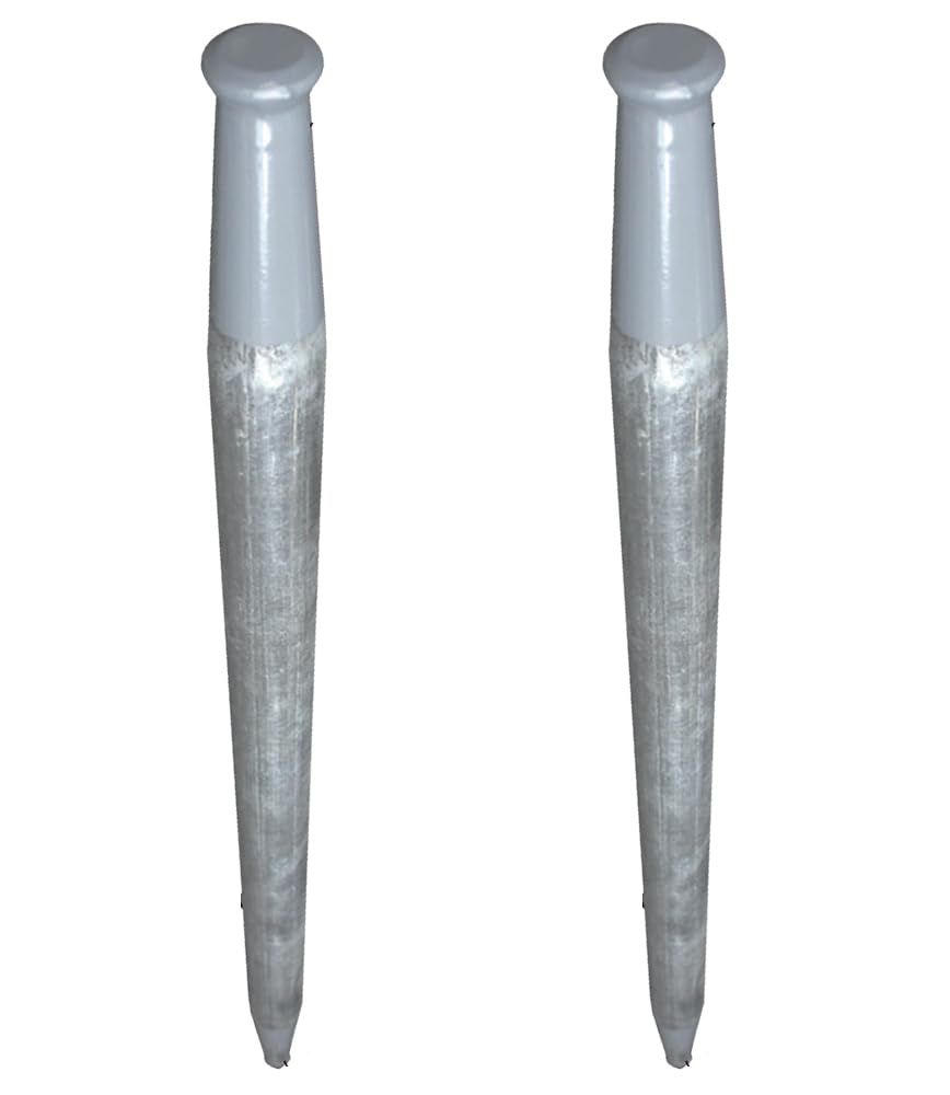 ストロング杭　φ48.6×L1145mm　約3.2 kg/本 冷間圧造用鋼材（ドブメッキ） 工事現場の仮囲いや丁張り作業 イベント会場、看板、不動産管理、防災資材など、使用後に撤去する仮設物の固定など多用途で使用 農業の杭に