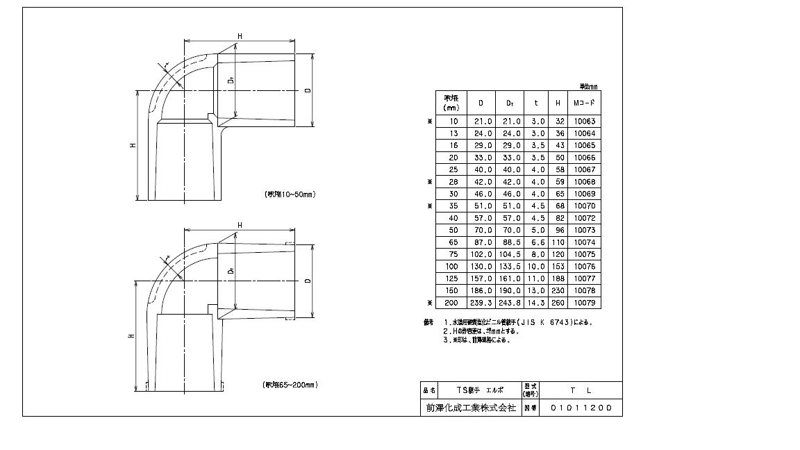 塩ビ　TS継手　90°エルボ　L　30　1個
