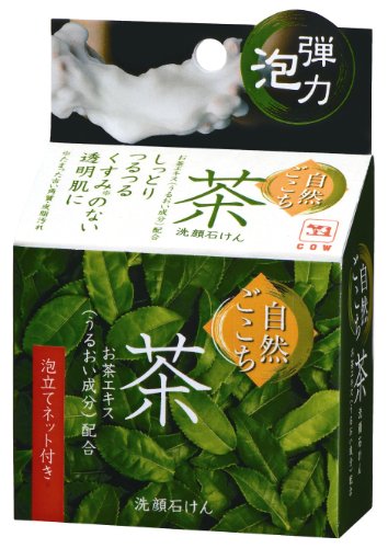 「自然ごこち 茶 洗顔石けん 80g」は、逆さにしても落ちないきめ細かな弾力泡の洗顔石鹸です。天然ヒアルロン酸、天然コラーゲン、天然ホホバ油、天然アルテアエキスなどを配合。ワントーン明るいお肌へ。リラックスする緑茶の香り。【ご注文前に確認ください】ご注文数量を多くいただいた場合、複数梱包となることがございます。その場合の送料は【送料単価×梱包数】を頂戴しております。また、「発送目安：約3-5営業日」とご案内しておりますが、こちらより遅れることがございます。予めご了承くださいませ。※税込3,980円以上ご購入いただいた場合の送料無料サービスは1梱包のみです。複数梱包になってしまう場合、数量に応じ送料を頂戴します。