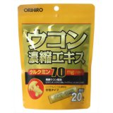 商品説明 「オリヒロ ウコン濃縮エキス顆粒 1.5g×20包」は、秋ウコン(うこん)に含まれる色素成分クルクミンを1包中70mg配合し、飲みやすいオレンジ風味の顆粒タイプにした栄養補助食品です。いつでもどこでも便利な分包タイプ。お酒などのお付き合いが多い方に。 お召し上がり方 ●1日1包を目安にお食事時などに水またはお湯と共にお召し上がりください。水なしでもお召し上がり頂けますが、のどに詰まらないようにご注意ください。 *ウコン特有の苦味があります。 ●1日の摂取目安量はお守りください。 保存上の注意 ●開封後はすみやかにお召し上がりください。 ●お子様の手の届かないところに保管してください。 使用上の注意 ●クルクミンの色が手や衣服につかないようにご注意ください。 ●商品によっては色や風味に違いが見られる場合がありますが、品質には問題ありません。 ●まれに体質に合わないこともありますので、体調の優れない場合は一時利用を中止してください。 ●妊娠中の方、疾病などで治療中の方は、召し上がる前に医師にご相談ください。 ●お子様へのご利用はお控えください。 ●食生活は主食・主菜・副菜を基本に食事のバランスを。【広告文責】株式会社ミサワ薬局 TEL：03-6662-6650【メーカー、製造元、輸入元、販売元】オリヒロ株式会社【商品区分】健康食品【ご注文前に確認ください】ご注文数量を多くいただいた場合、複数梱包となることがございます。その場合の送料は【送料単価×梱包数】を頂戴しております。また、「発送目安：約3-5営業日」とご案内しておりますが、こちらより遅れることがございます。予めご了承くださいませ。※税込5,500円以上ご購入いただいた場合の送料無料サービスは1梱包のみです。複数梱包になってしまう場合、数量に応じ送料を頂戴します。