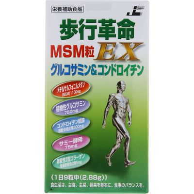 商品説明 栄養補助食品 グルコサミン＆コンドロイチン メチルサルフォニルメタン（MSM） 1100mg 植物性グルコサミン 750mg コンドロイチン硫酸 豚軟骨抽出物300mg サミー酵母 75mg 非変性II型コラーゲン 鮭鼻軟骨抽出物5mg ≪1日9粒中（2.88g）≫ お召し上がりやすいヨーグルト風味の粒状に仕上げました。 表示成分 ＜原材料＞ メチルサルフォニルメタン（MSM）、豚軟骨抽出物、硬化ナタネ油、酵母（SAM-e含有）、卵黄ペプチド、鮭鼻軟骨抽出物／D-グルコサミン塩酸塩、結晶セルロース、香料、クエン酸、貝カルシウム、（原材料の一部に卵、乳、豚、さけを含みます） ＜栄養成分表示＞ 9粒中（2.88g） エネルギー・・・9.76kcal たんぱく質・・・0.46g 脂質・・・0.026g 炭水化物・・・1.93g 食塩相当量・・・0.038g メチルサルフォニルメタン（MSM）・・・1100mg 植物性グルコサミン・・・750mg コンドロイチン硫酸（豚軟骨抽出物）・・・300mg サミー酵母・・・75mg 非変性II型コラーゲン（鮭鼻軟骨抽出物）・・・5mg 用法・用量/使用方法 ＜1日当たりの摂取量の目安＞ 1日当たり6〜9粒を目安に水またはぬるま湯でお召し上がりください。【ご注文前に確認ください】ご注文数量を多くいただいた場合、複数梱包となることがございます。その場合の送料は【送料単価×梱包数】を頂戴しております。また、「発送目安：約3-5営業日」とご案内しておりますが、こちらより遅れることがございます。予めご了承くださいませ。※税込5,500円以上ご購入いただいた場合の送料無料サービスは1梱包のみです。複数梱包になってしまう場合、数量に応じ送料を頂戴します。