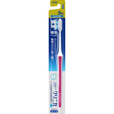 商品説明 歯科医推奨設計 奥歯のさらに奥まで届く 予防歯科から生まれた 奥歯の奥まで届く極薄ヘッド 〈3列植毛〉 スリム形状 あらゆる面に毛先をきちんと当てやすい 歯と歯ぐきの境目もしっかりみがける スキ間の歯垢もしっかりかき出す、弾力フィット毛 ペングリップで持ちやすく、軽い力でみがきやすい 耐熱温度：80度 表示成分 ＜材質＞ ○柄 本体：ポリアセタール ラバー部：SBC、TPC ○毛 飽和ポリエステル樹脂 メーカーコメント ヘッドの薄さを極めた「極薄ヘッド」で奥歯の奥まで届く歯科医推奨設計のハブラシ ●薄さ2.6mmの極薄ヘッドなので、「奥歯の奥」まで無理なく届き、歯垢をより効果的に落とします。 ●お口の状態やみがき方に合わせて選べるヘッド形状。 ・歯に毛先をきちんと当ててみがきやすい「スリム形状」の3列タイプ。 ・口の中で動かしやすく、奥まで届く「先細形状」の4列タイプ。 ●スキ間に入り込んで歯垢をしっかりかき出す弾力フィット毛。 ●ペングリップで握りやすく、軽い力で小刻みにみがきやすい“六角形スリムグリップ”。 ●日本歯科医師会の推薦商品。【ご注文前に確認ください】ご注文数量を多くいただいた場合、複数梱包となることがございます。その場合の送料は【送料単価×梱包数】を頂戴しております。また、「発送目安：約3-5営業日」とご案内しておりますが、こちらより遅れることがございます。予めご了承くださいませ。※税込3,980円以上ご購入いただいた場合の送料無料サービスは1梱包のみです。複数梱包になってしまう場合、数量に応じ送料を頂戴します。