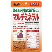 商品説明 「ディアナチュラスタイル マルチミネラル 60粒」は、カルシウム、マグネシウム、鉄、亜鉛の栄養機能食品です。10種類のミネラルをバランスよく配合しており、効率よく摂取できます。ミネラル不足が気になる方に。無香料・無着色、保存料無添加です。栄養機能食品。 栄養機能 ●カルシウムは、骨や歯の形成に必要な栄養素です。 ●マグネシウムは、骨や歯の形成に必要で、多くの体内酵素の正常な働きとエネルギー産生を助けるとともに、血液循環を正常に保つのに必要な栄養素です。 ●鉄は、赤血球を作るのに必要な栄養素です。 ●亜鉛は、味覚を正常に保つ、皮膚や粘膜の健康維持を助ける、たんぱく質・核酸の代謝に関与して健康維持に役立つ栄養素です。 栄養素等表示基準値に占める割合 ●カルシウム：36% ●マグネシウム：50% ●鉄：100% ●亜鉛：100% ●銅：100% ●マンガン：100% ●セレン：100% ●クロム：100% ●ヨウ素：100% ●モリブデン：100% 摂取方法 1日3粒を目安に、水またはお湯とともにお召し上がりください。 摂取上の注意 ●本品は、多量摂取により疾病が治癒したり、より健康が増進するものではありません。 ●亜鉛の摂りすぎは、銅の吸収を阻害するおそれがありますので、過剰摂取にならないよう注意してください。 ●多量に摂取すると軟便(下痢)になることがあります。 ●1日の摂取目安量を守ってください。 ●乳幼児・小児は本品の摂取をさけてください。 ●体調や体質によりまれに身体に合わない場合や、発疹などのアレルギー症状が出る場合があります。その場合は使用を中止してください。 ●小児の手の届かないところに置いてください。 ●天然由来の原料を使用しているため、斑点が見られたり、色むらやにおいの変化がある場合がありますが、品質に問題ありません。 ●開封後はお早めにお召し上がりください。 ●品質保持のため、開封後は開封口のチャックをしっかり閉めて保管してください。 ●本品は、特定保健用食品と異なり、消費者庁長官による個別審査を受けたものではありません。 ご注意 食生活は、主食、主菜、副菜を基本に、食事のバランスを。 保存方法 直射日光をさけ、湿気の少ない場所に保管してください。 お問い合わせ先 アサヒフードアンドヘルスケア株式会社 お客様相談室 フリーダイヤル：0120-630611 受付時間：10：00-17：00(土・日・祝日を除きます。)【ご注文前に確認ください】ご注文数量を多くいただいた場合、複数梱包となることがございます。その場合の送料は【送料単価×梱包数】を頂戴しております。また、「発送目安：約3-5営業日」とご案内しておりますが、こちらより遅れることがございます。予めご了承くださいませ。※税込5,500円以上ご購入いただいた場合の送料無料サービスは1梱包のみです。複数梱包になってしまう場合、数量に応じ送料を頂戴します。