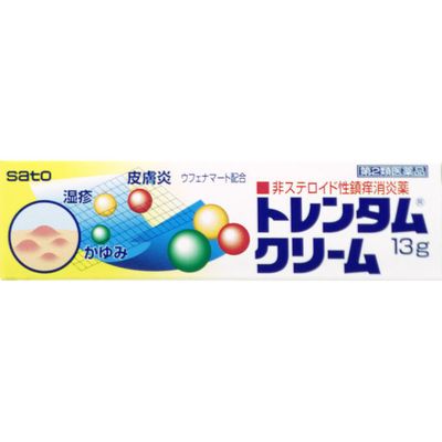 商品説明 ○非ステロイド性抗炎症成分ウフェナマートに、かゆみを抑えるリドカイン、マレイン酸クロルフェニラミン、皮膚の血行を改善する酢酸トコフェロールを配合した鎮痒消炎薬で、皮膚炎、かゆみ、湿疹などにすぐれた効果を発揮します。 ○デリケートな赤ちゃんのおむつかぶれにもおすすめです。 ○べとつかず、のびがよく、塗った後も目立たない使いやすいクリームです。 効能・効果 皮膚炎、かゆみ、湿疹、かぶれ、おむつかぶれ、ただれ、あせも 内容成分・成分量 1g中 ウフェナマート・・・50mg （皮膚刺激作用の弱い非ステロイド性抗炎症成分で、炎症部位に直接作用し、炎症の原因物質の生成を抑え、患部の炎症や痛みを抑えます。） リドカイン・・・10mg （局所麻酔作用により、皮膚炎、かぶれなどに伴う不快なかゆみや痛みを抑えます。） マレイン酸クロルフェニラミン・・・10mg （抗ヒスタミン作用により、患部の炎症を緩和し、かゆみを抑えます。） 酢酸トコフェロール（ビタミンE酢酸エステル）・・・5mg （皮膚の血行を改善することにより、皮膚の新陳代謝をよくします。） 添加物として、ワセリン、流動パラフィン、グリセリン、ステアリルアルコール、ステアリン酸グリセリン、ステアリン酸マクロゴール、パラベンを含有します。 用法・用量/使用方法 1日数回、適量を患部に塗布します。 消費者相談窓口 会社名：佐藤製薬株式会社 問い合わせ先：お客様相談窓口 電話：03（5412）7393 受付時間：9：00〜17：00（土，日，祝日を除く） 製造販売会社 佐藤製薬株式会社 東京都港区元赤坂1丁目5番27号 剤形：塗布剤 リスク区分等：第2類医薬品 使用期限：使用期限まで1年以上あるものをお送りします。 ※元々1年未満の商品やページに記載のあるものは上記の限りではありません。【ご注文前に確認ください】 ご注文数量を多くいただいた場合、複数梱包となることがございます。その場合の送料は【送料単価×梱包数】を頂戴しております。 また、「発送目安：約3-5営業日」とご案内しておりますが、こちらより遅れることがございます。予めご了承くださいませ。 ※税込3,980円以上ご購入いただいた場合の送料無料サービスは1梱包のみです。複数梱包になってしまう場合、数量に応じ送料を頂戴します。