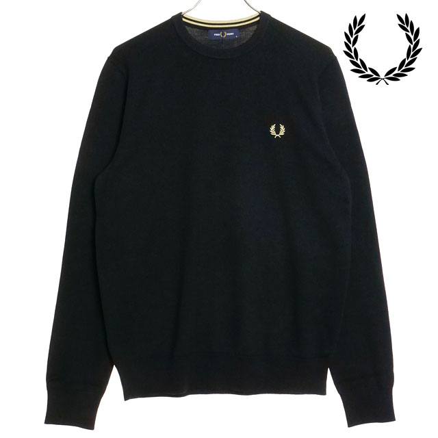 樂天商城 - 【最大100%ポイントバック】フレッドペリー FRED PERRY メンズ クラシック クルーネック ジャンパー [K9601-198]　フレッド・ペリー FREDPERRY CLASSIC CREW NECK JUMPER トップス ニット セーター BLACK 黒 ブラック系 正規取扱店