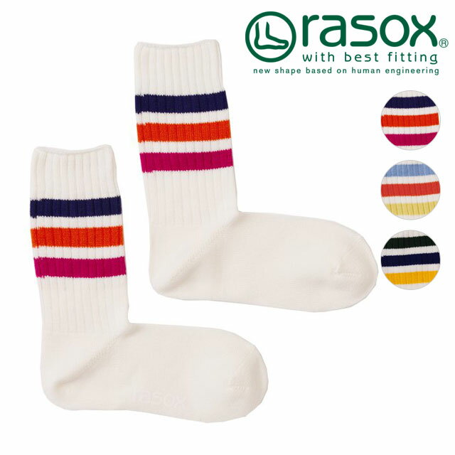 Rakuten - 【在庫限り】ラソックス rasox 3ライン・リブクルー [CA230CR01] メンズ・レディース 日本製 靴下 クルーソックス スニーカー【メール便可】 正規取扱店【ts】