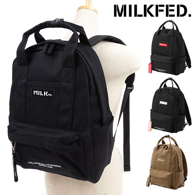 【2/5限定！楽天カードで14倍】ミルクフェド MILKFED. リュック エンブロイデッド バー キャンバスバックパック EMBROIDERED BAR CANVAS BACKPACK [103203053018 FW20] レディース キャンバスバッグ バックパック デイパック