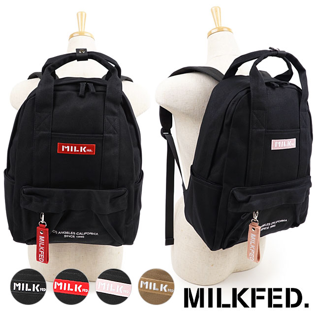 【2/5限定！楽天カードで14倍】ミルクフェド MILKFED. リュック エンブロイデッド バー キャンバスバックパック EMBROIDERED BAR CANVAS BACKPACK [103203053018 FW20] レディース キャンバスバッグ バックパック デイパック