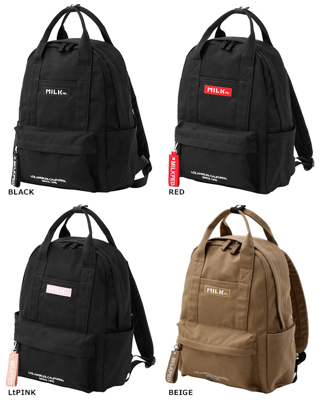 【2/5限定！楽天カードで14倍】ミルクフェド MILKFED. リュック エンブロイデッド バー キャンバスバックパック EMBROIDERED BAR CANVAS BACKPACK [103203053018 FW20] レディース キャンバスバッグ バックパック デイパック