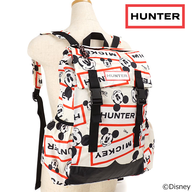 【限定コラボ】ハンター HUNTER リュック ディズニー ミッキーマウスプリント リップストップ パッカブル バックパック DISNEY RIPSTOP PACKABLE BACKPACK [UBB1206NSP FW21] 鞄 デイパック hunter white 白 ホワイト系のサムネイル