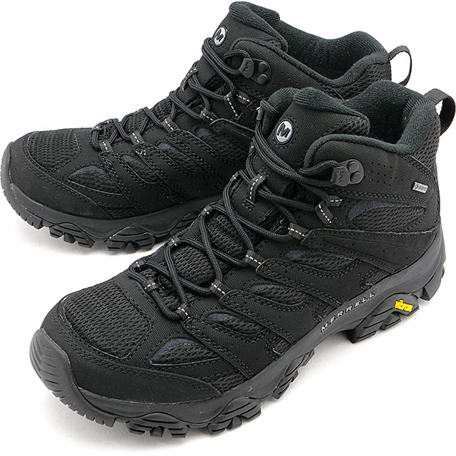 メレル MERRELL モアブ3 シンセティック ミッド ゴアテックス メンズ トレッキングシューズ J500249 SS22 M MOAB 3 SYNTHETIC MID GORE-TEX キャンプ アウトドア スニーカー 完全防水 TRIPLE BLACK 黒 ブラック系