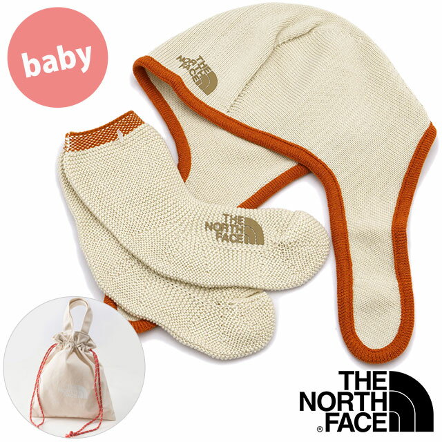 ザ ノースフェイス THE NORTH FACE キッズ ベビークレイドルコットンアクセサリーセット [NNB72203-SS FW22] Baby Cradle Cotton ACC Set TNF アウトドア ギフト お祝い 赤ちゃん ニット帽 レッグウォーマー 靴下 サンドストーン