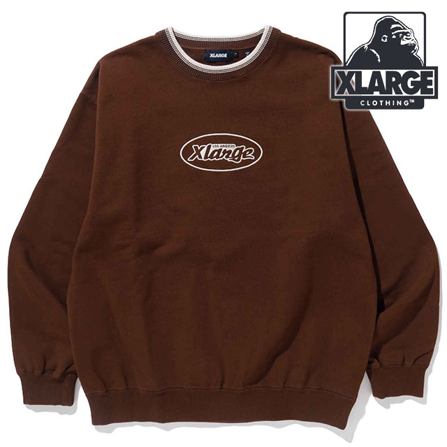 【5/12は楽天カード＆エントリーで最大14倍】【30％OFF／SALE】エクストララージ XLARGE メンズ レトロ クルーネック スウェットシャツ [101233012003 FW23] RETRO CREWNECK SWEATSHIRT x-large エックスラージ トップス トレーナー BROWN【e】【ts】