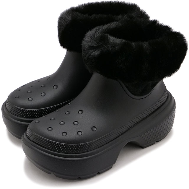 クロックス ブーツ レディース 【40％OFF／SALE】クロックス crocs レディース ストンプ ラインド ブーツ [208718-001 FW23] STOMP LINED BOOT 厚底 ウィンターブーツ BLACK【e】【ts】