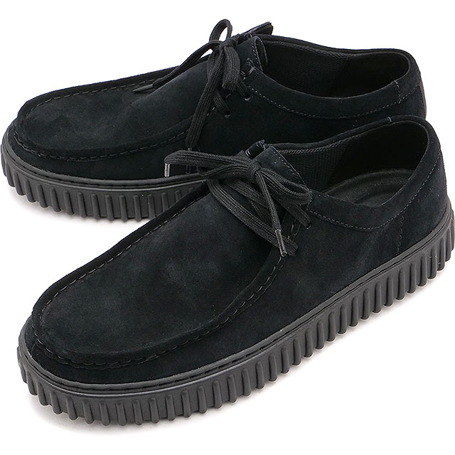 クラークス Clarks メンズ スニーカー トーヒルロー  Torhill Lo 靴 モカシン 厚底ソール Black-Sde