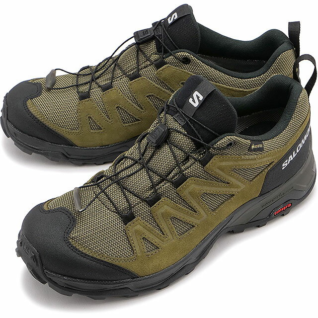 サロモン SALOMON メンズ トレイルランニングシューズ ゴアテックス [L47182200 FW23] X WARD LEATHER GTX 靴 スニーカー 防水 アウトドア DeepLichenGreen/Black/OliveNight 緑 グリーン系